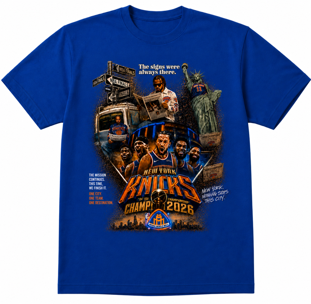 Knicks NBA Finals Championship Megaa Blue Tee