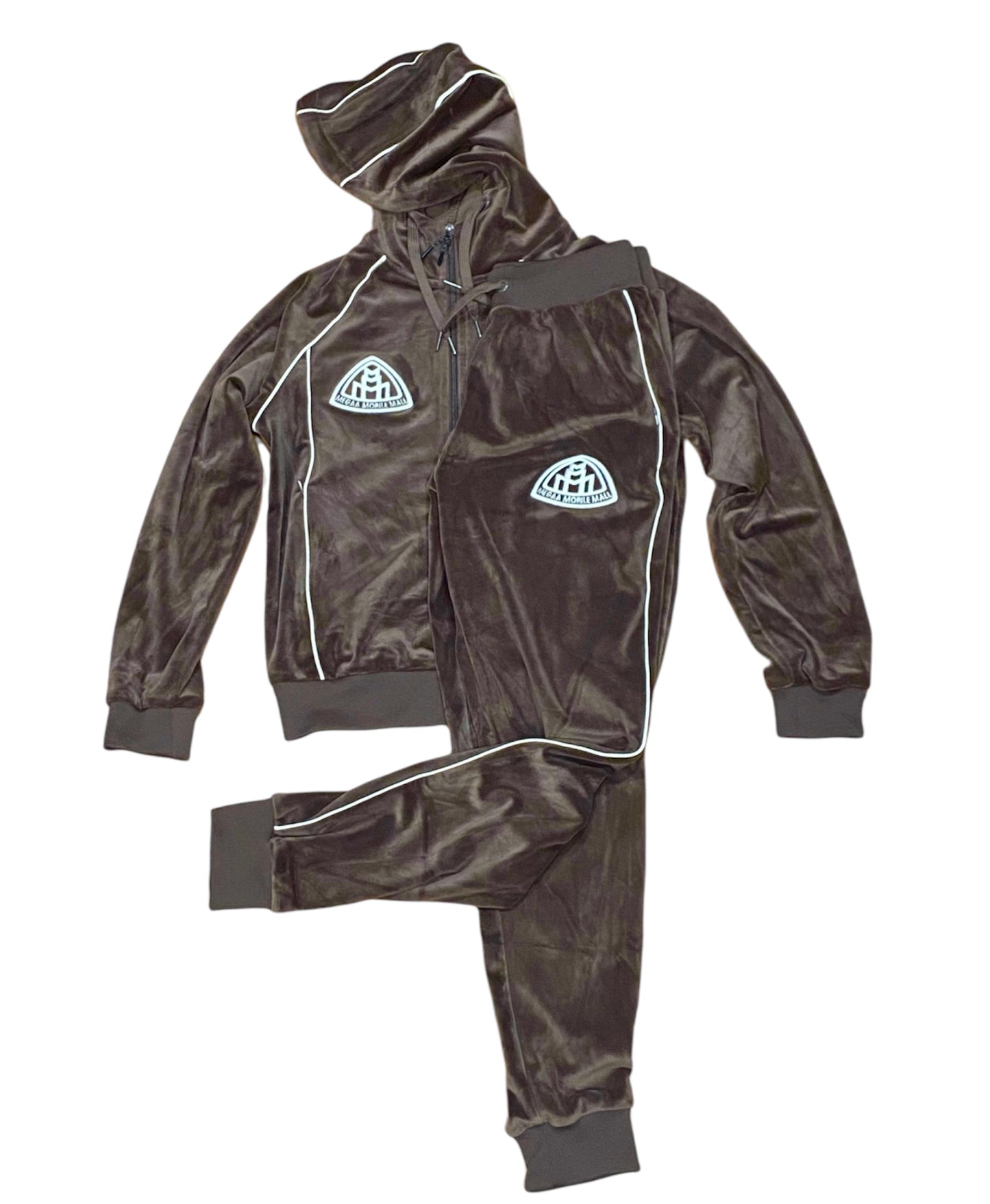 Brown Triple M Velour Trackset front view