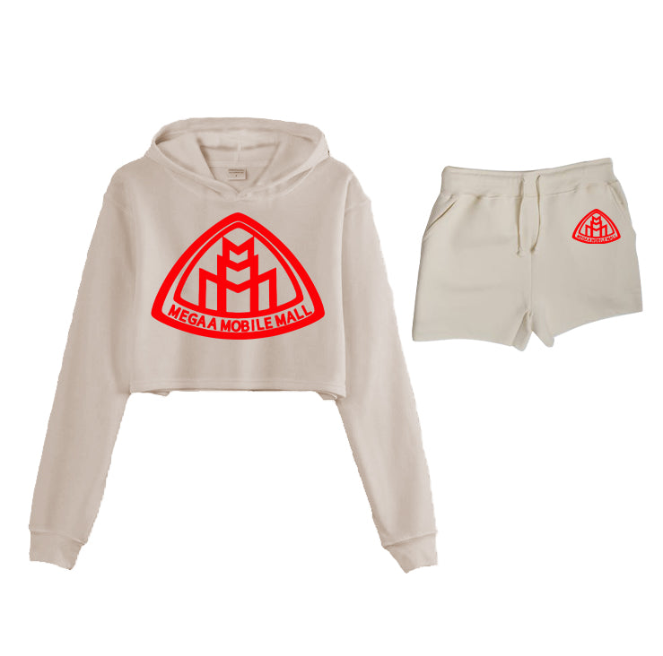 Conjunto de logotipo corto de top corto blanco roto