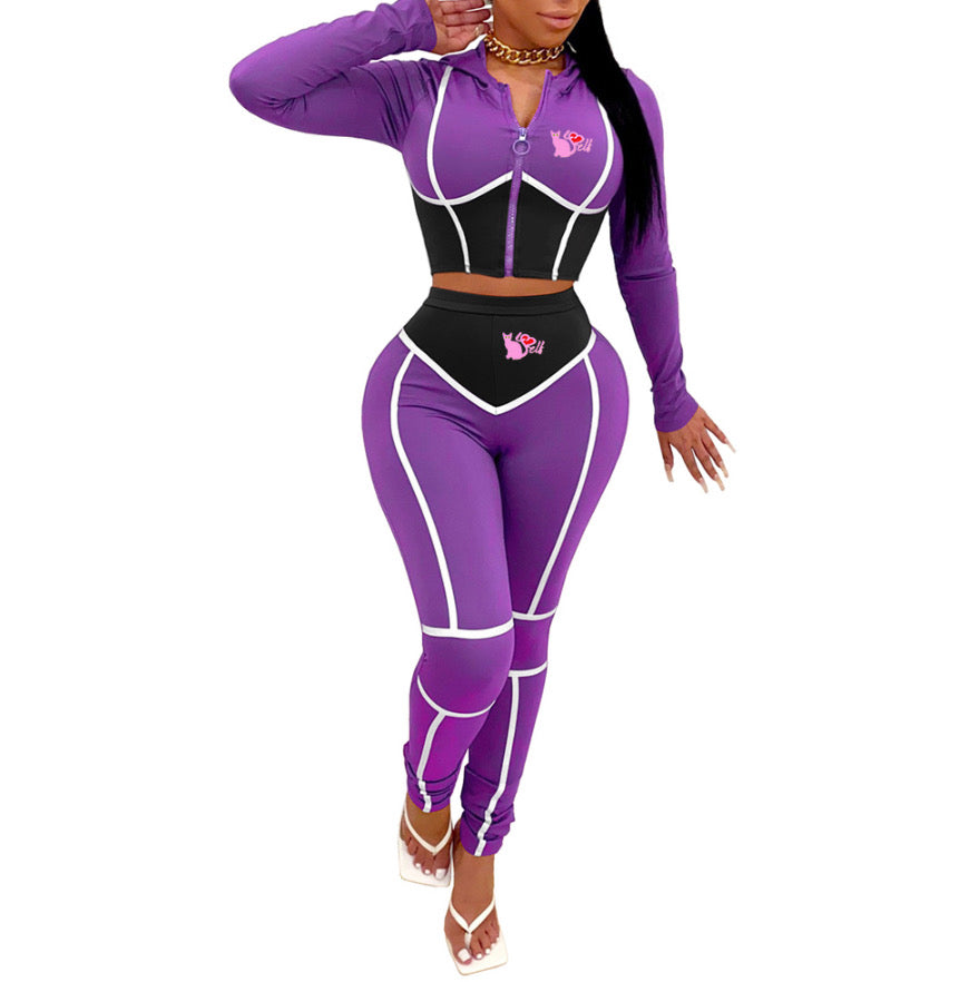 pussy for self 2 piece baddie set purple