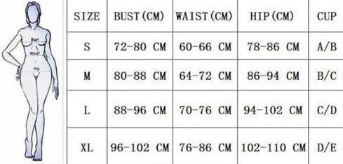 size chart for bikinis