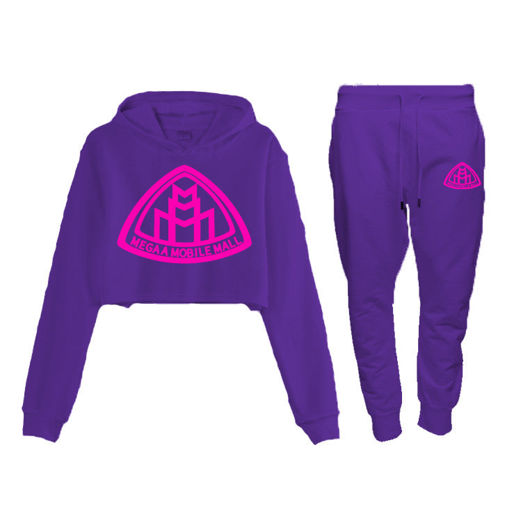 Sudadera con logo de top corto morado