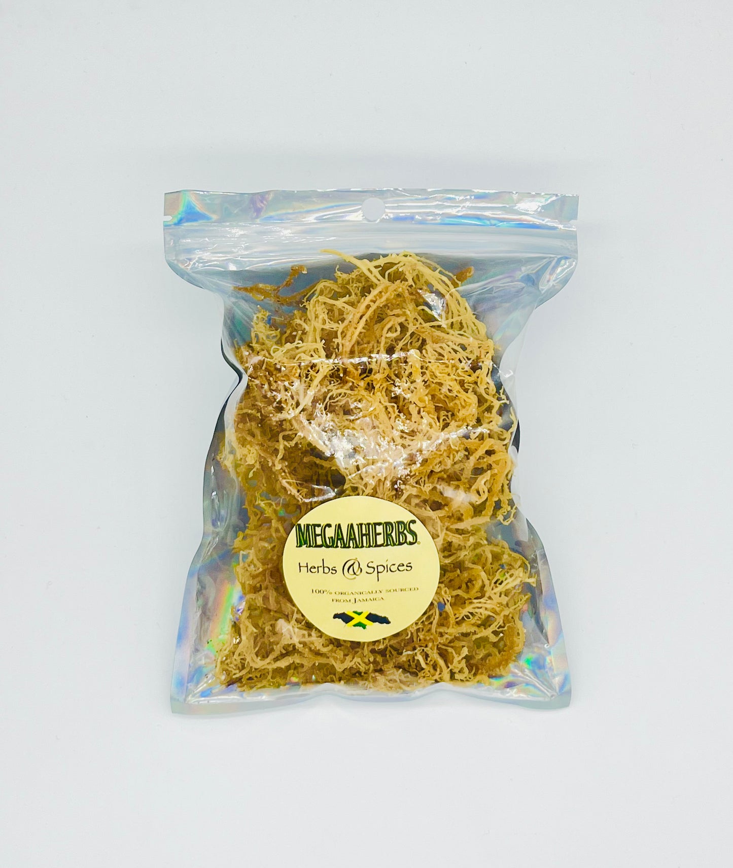 zipper pouch with raw form golden sea moss