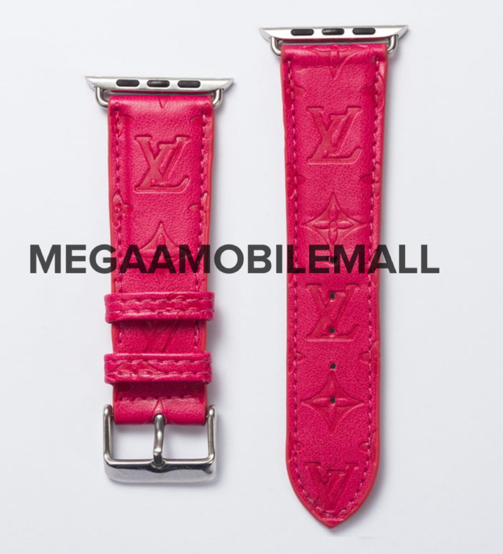 hot pink deboss lv apple watch bands