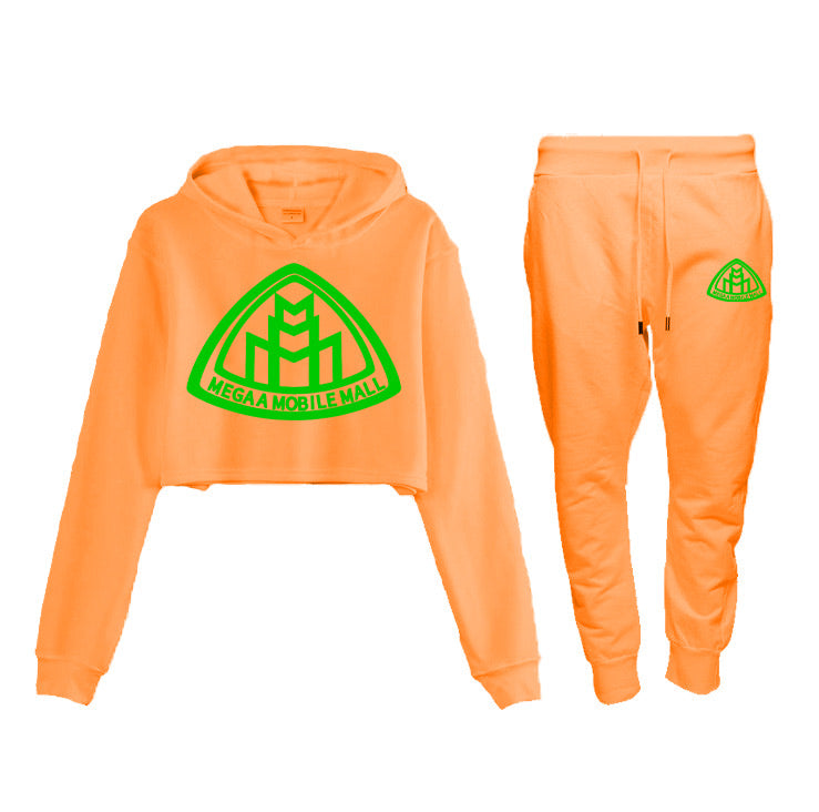 Sudadera con logo en la parte superior corta naranja neón