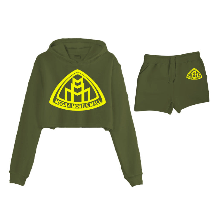 Conjunto de logotipo corto de top corto verde oliva