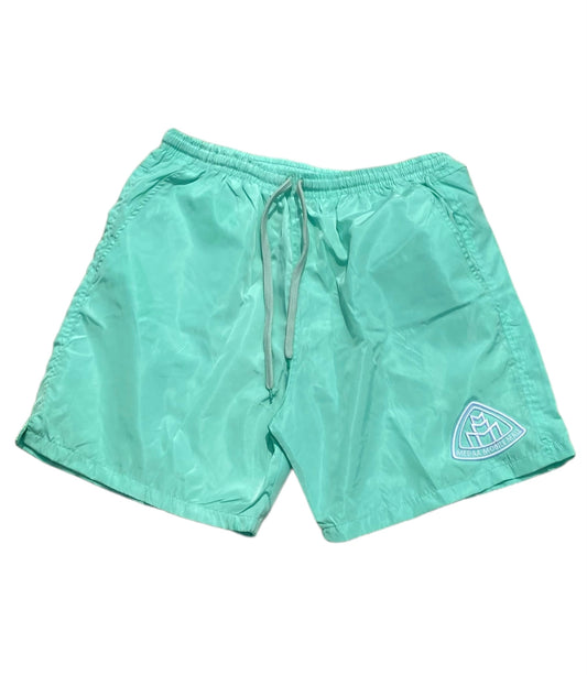Teal Triple M Swim Trunks front view