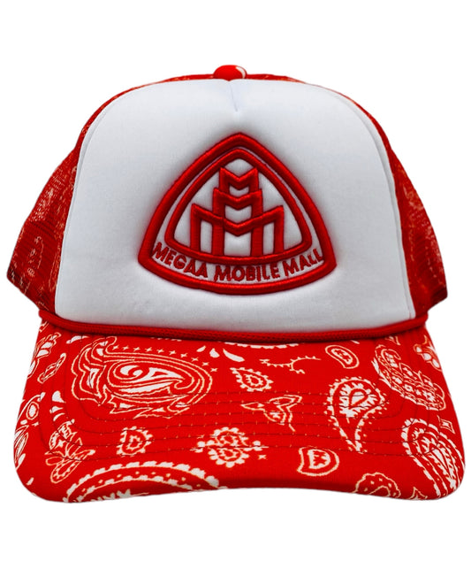 Triple M Logo Trucker - Red Bandana front view 