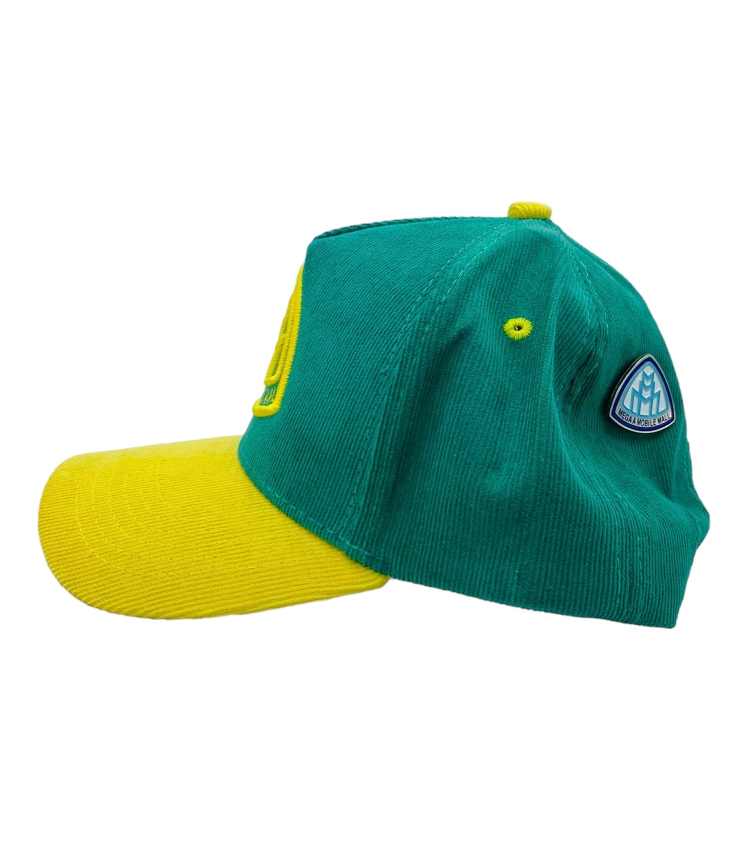 Triple M Logo Trucker - Corduroy Green/Yellow side view