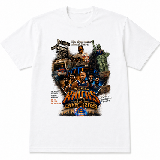 Knicks NBA Finals Championship Megaa White Tee