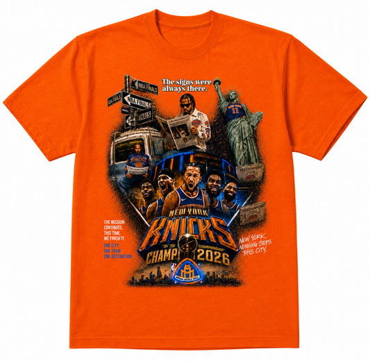 Knicks NBA Finals Championship Megaa Orange Tee