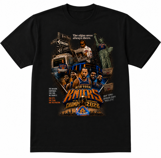 Knicks NBA Finals Championship Megaa Black Tee