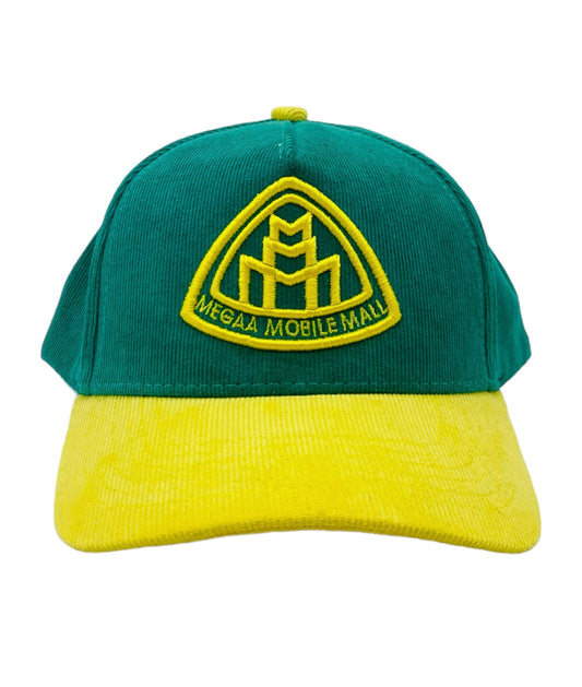 Triple M Logo Trucker - Corduroy Green/Yellow front view