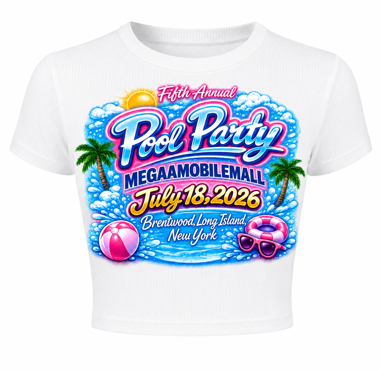 5th Annual Pool Party Cropped Tee