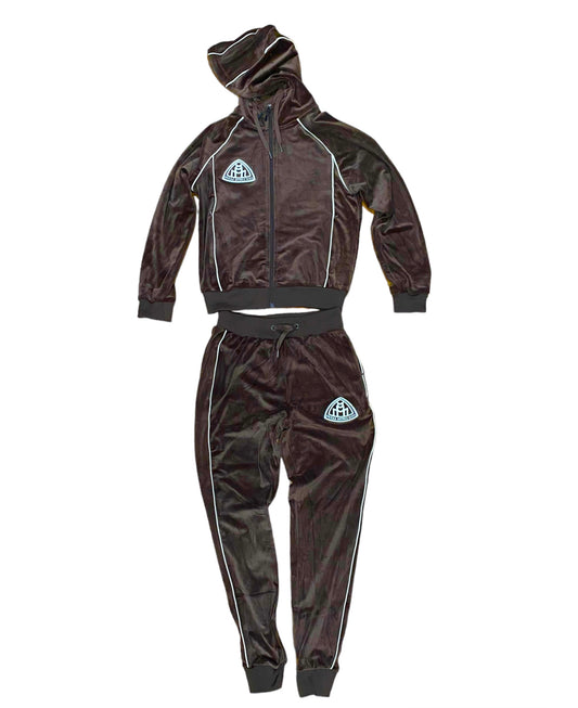 Brown Triple M Velour Trackset front view 