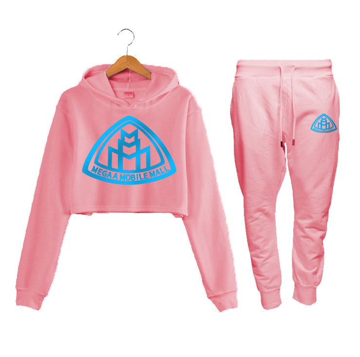 Light Pink Crop Top Logo Sweatsuit