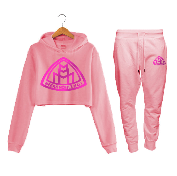 Light Pink Crop Top Logo Sweatsuit
