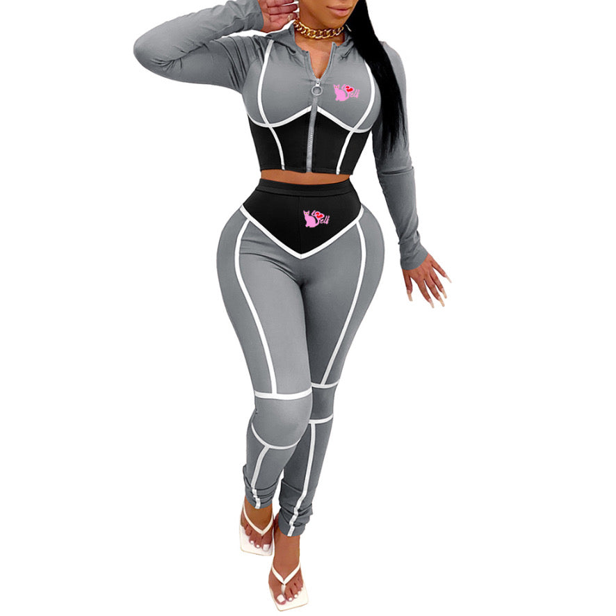 pussy for self 2 piece baddie set gray