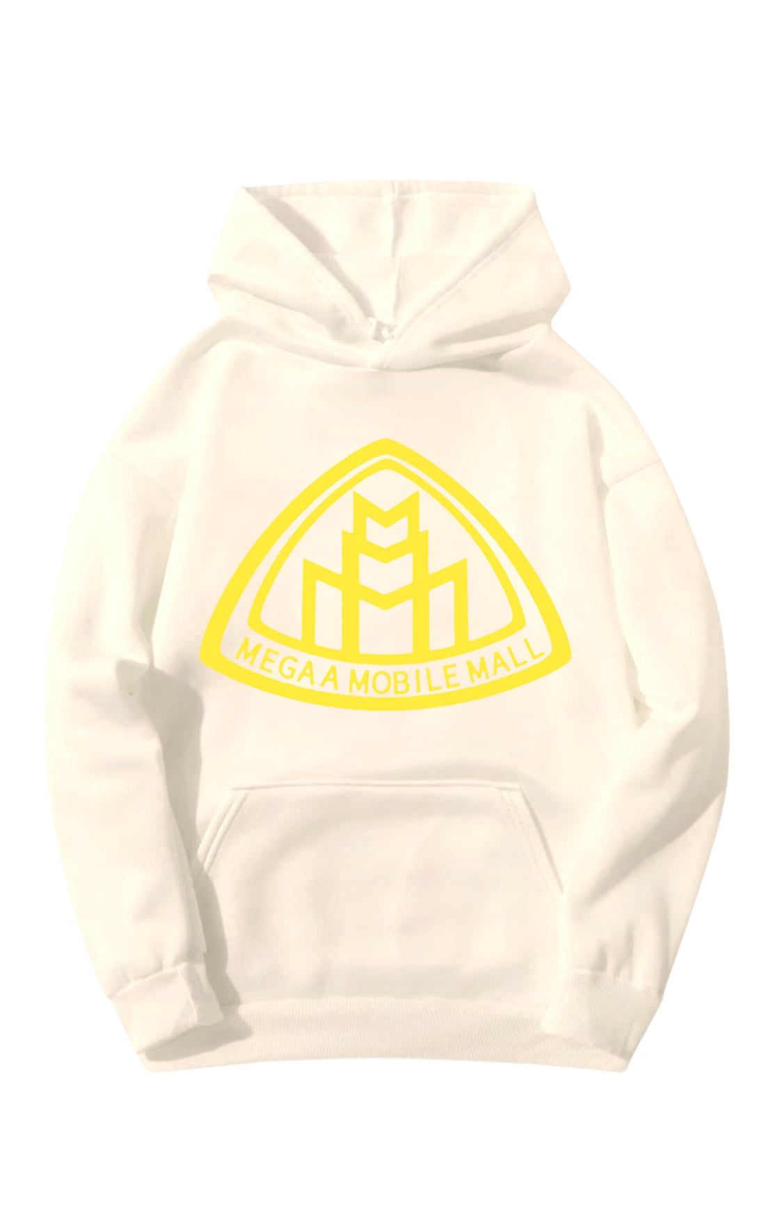 off white megaamobilemall logo Heavy Blend Fleece Hoodie with yellow logo