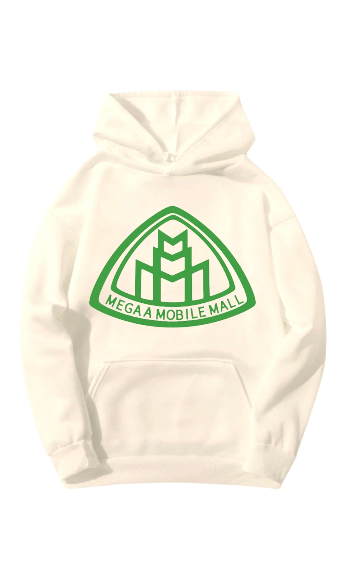 off white megaamobilemall logo Heavy Blend Fleece Hoodie with green logo