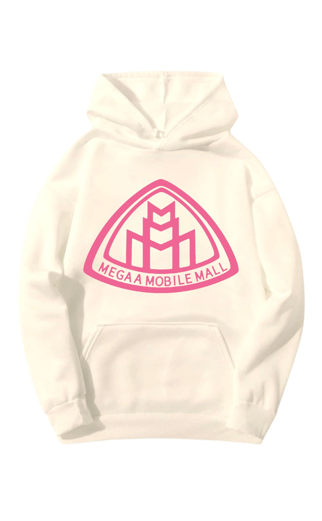 off white megaamobilemall logo Heavy Blend Fleece Hoodie with pink logo
