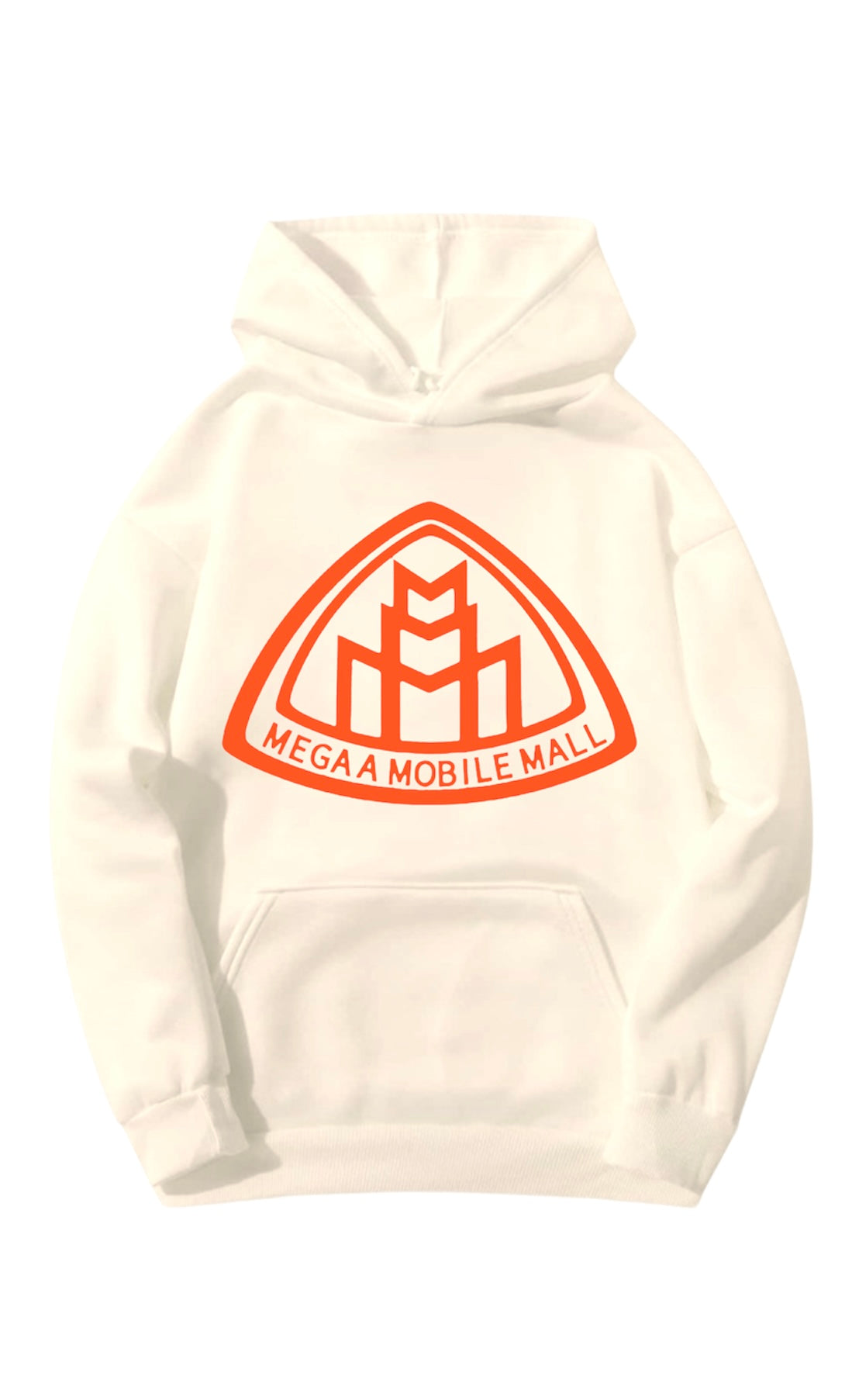 off white megaamobilemall logo Heavy Blend Fleece Hoodie with orange logo