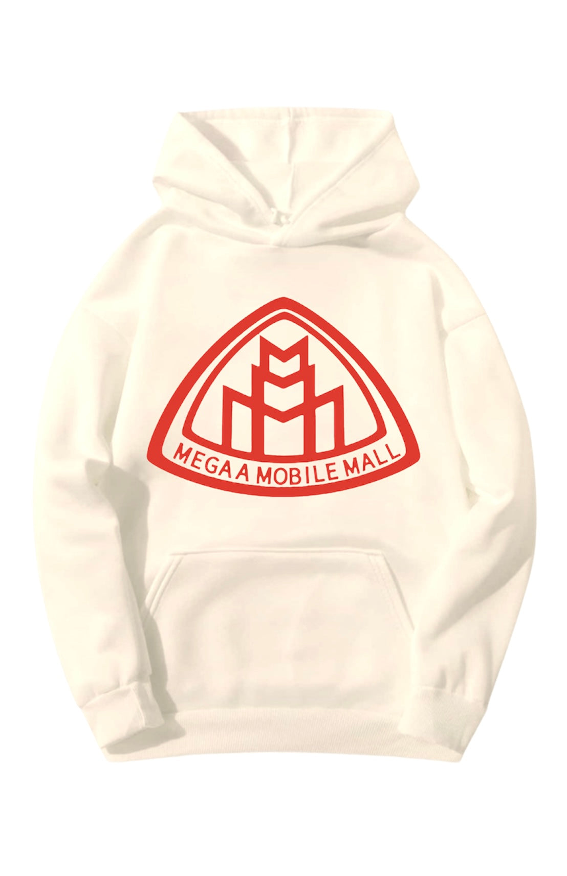 off white megaamobilemall logo Heavy Blend Fleece Hoodie with red logo