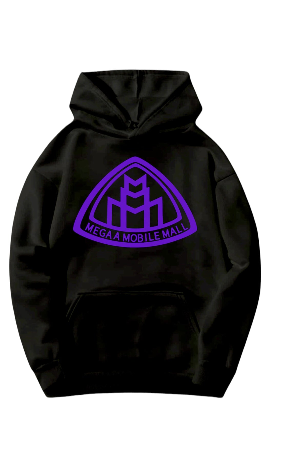 black megaamobilemall logo Heavy Blend Fleece Hoodie with purple logo