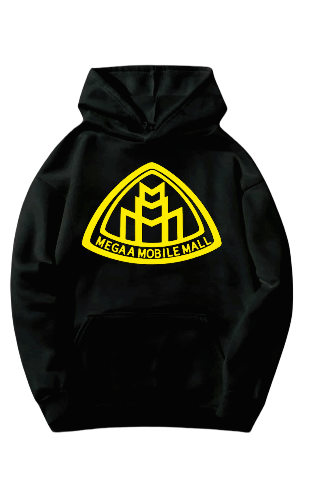 black megaamobilemall logo Heavy Blend Fleece Hoodie with yellow logo