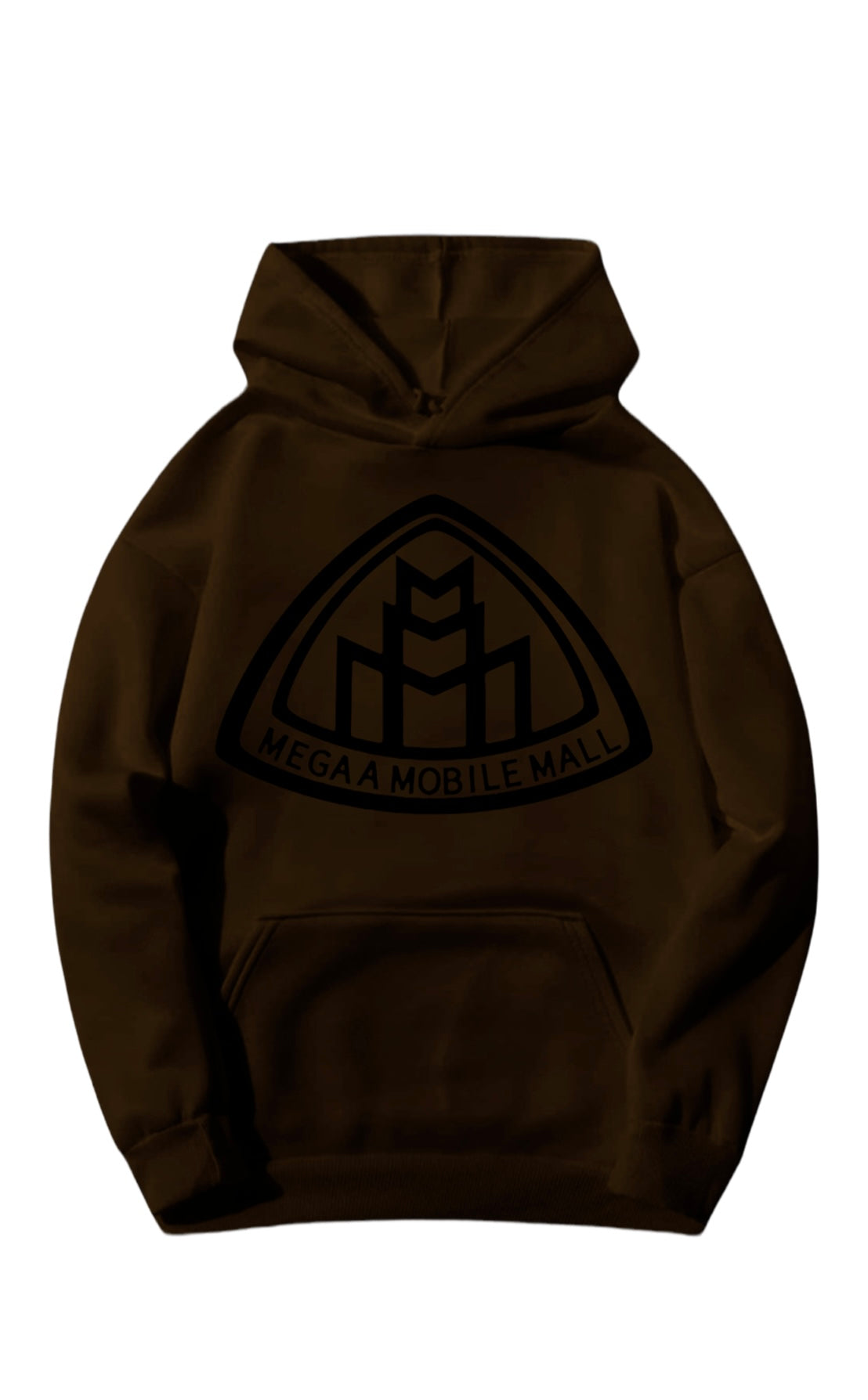 brown megaamobilemall logo Heavy Blend Fleece Hoodie with black logo