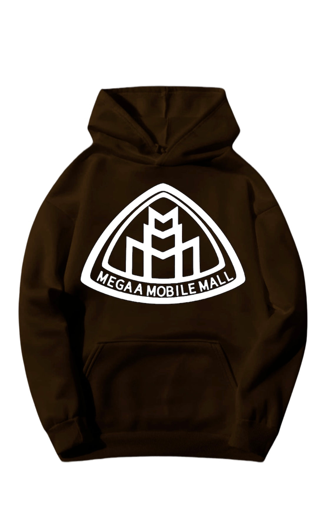brown megaamobilemall logo Heavy Blend Fleece Hoodie with white logo
