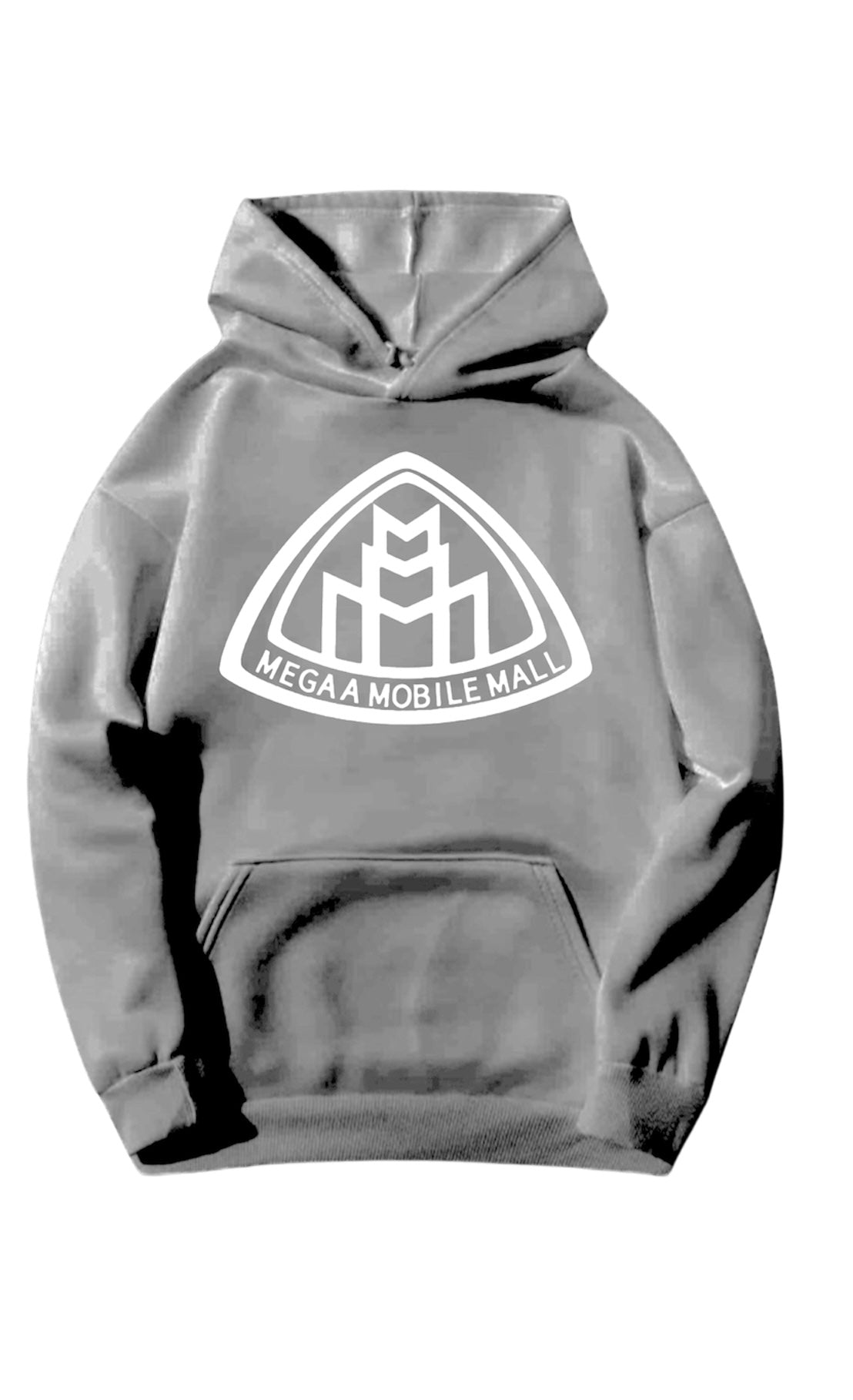 gray megaamobilemall logo Heavy Blend Fleece Hoodie with white logo