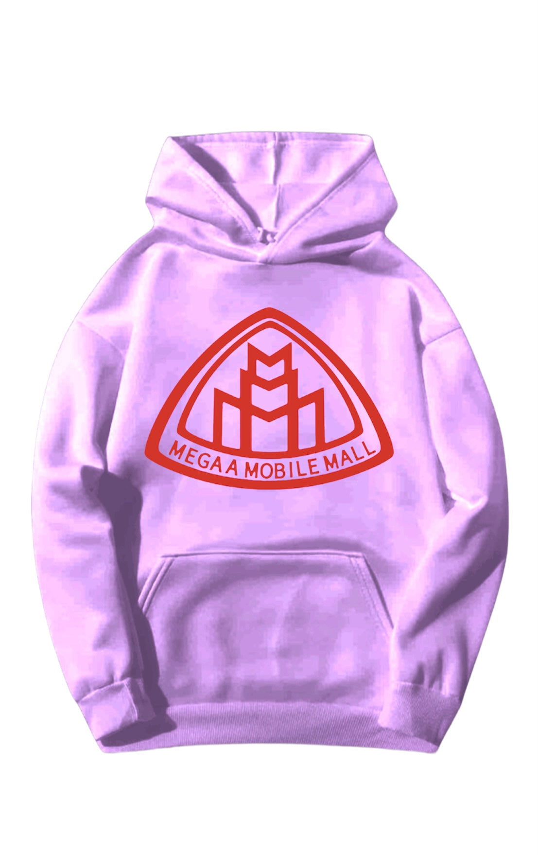 lilac megaamobilemall logo Heavy Blend Fleece Hoodie with red logo