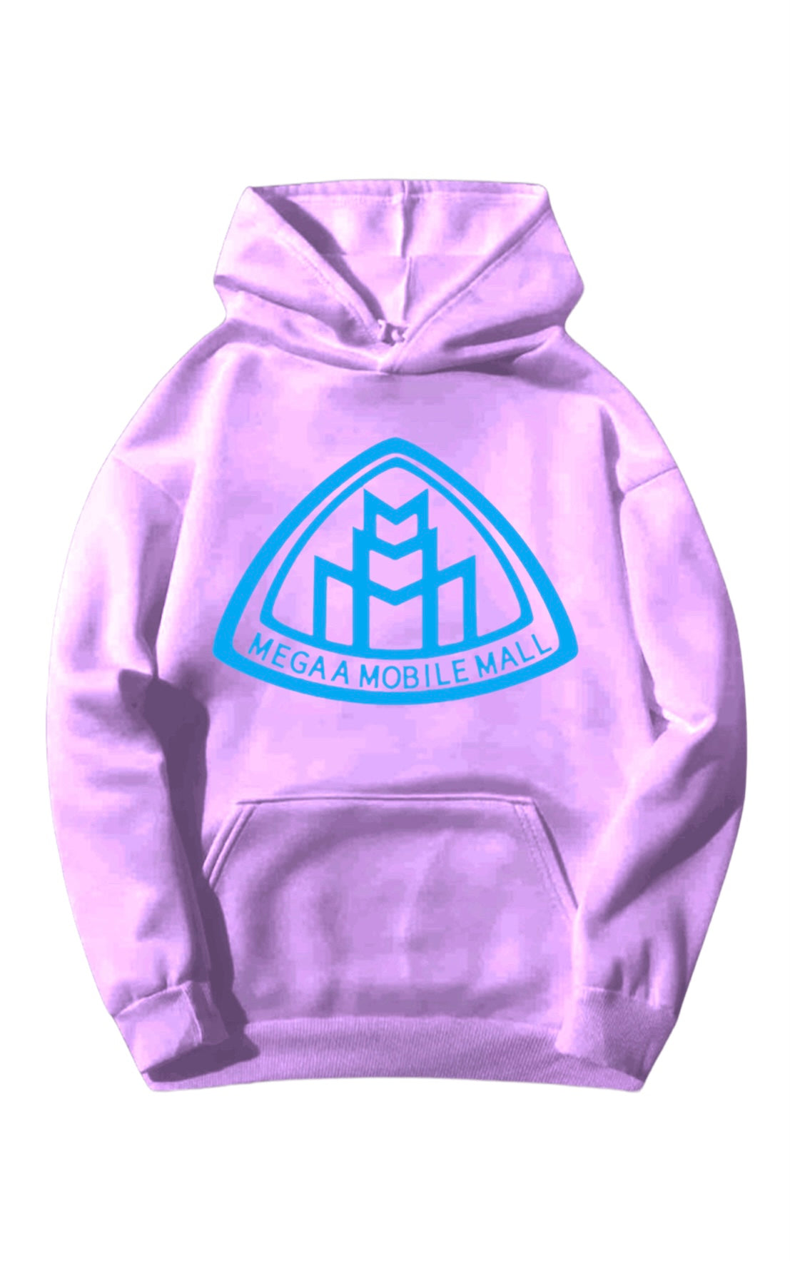 lilac megaamobilemall logo Heavy Blend Fleece Hoodie with sky blue logo