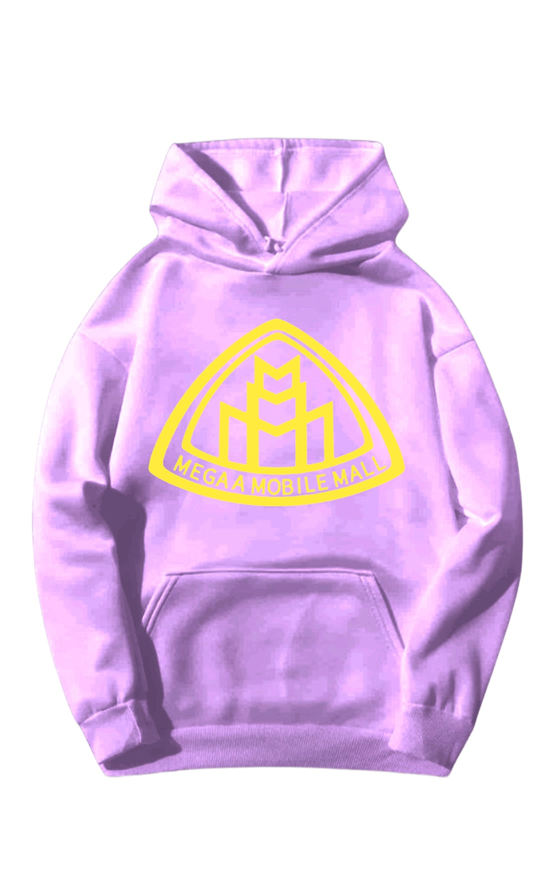 lilac megaamobilemall logo Heavy Blend Fleece Hoodie with yellow logo