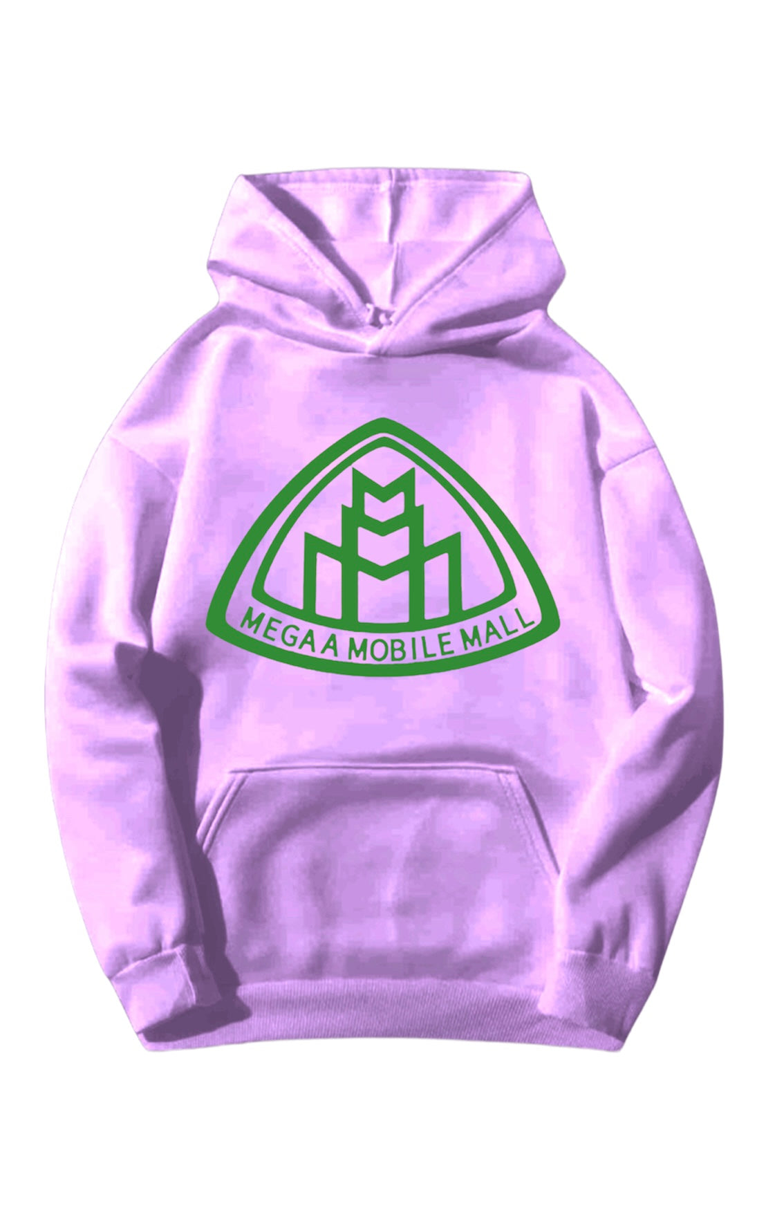 lilac megaamobilemall logo Heavy Blend Fleece Hoodie with green logo