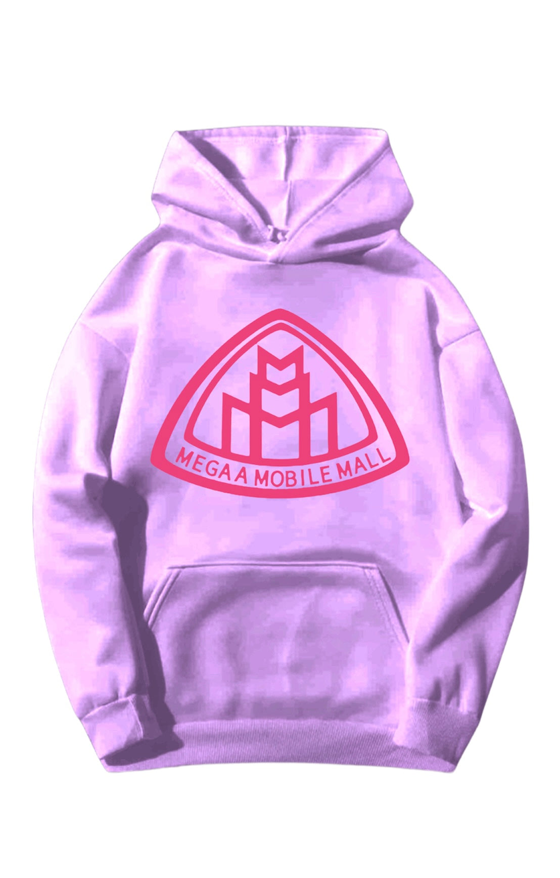 lilac megaamobilemall logo Heavy Blend Fleece Hoodie with pink logo