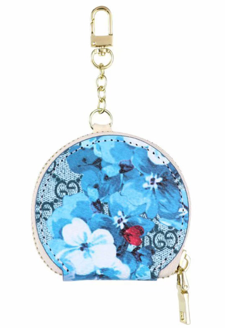 GG AirPod Pouch in blue floral