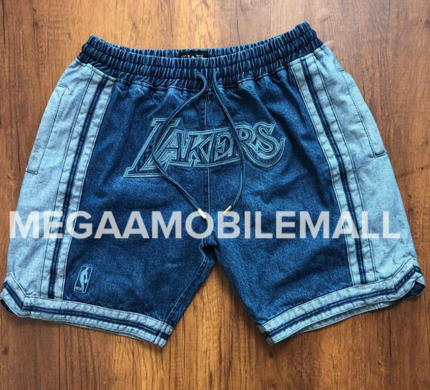 Pantalones cortos de baloncesto de la NBA de mezclilla de los Lakers
