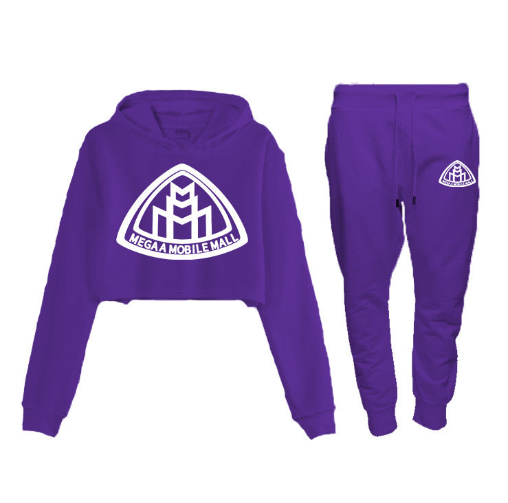 Purple Crop Top Logo SweatSuit