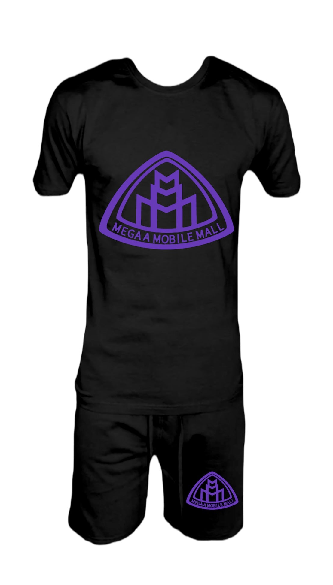 megaamobilemall Black Shirt/Short Logo Set purple logo color