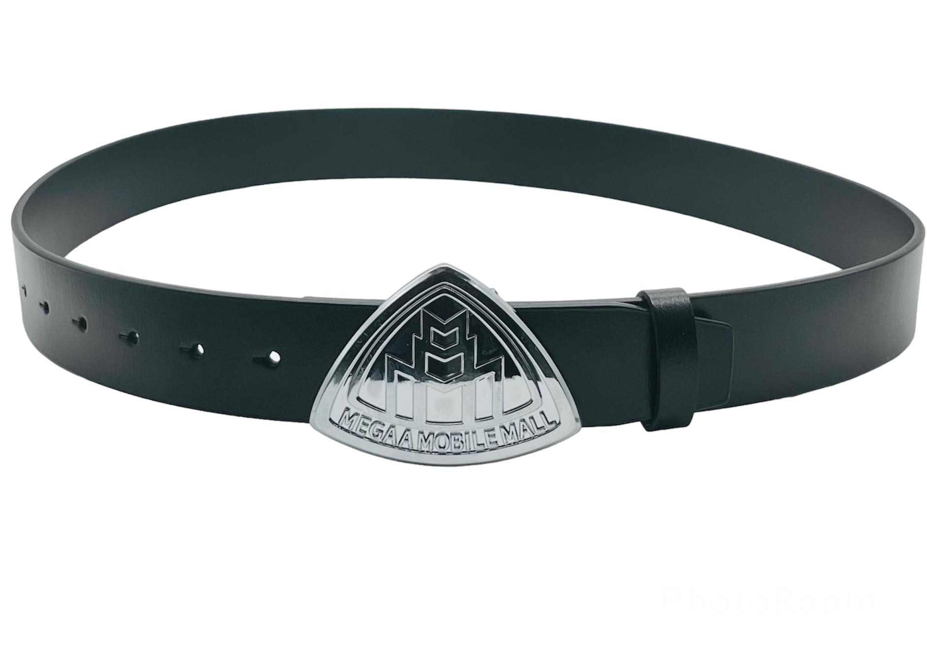 triple m megaamobilemall black leather belt with silver buckle