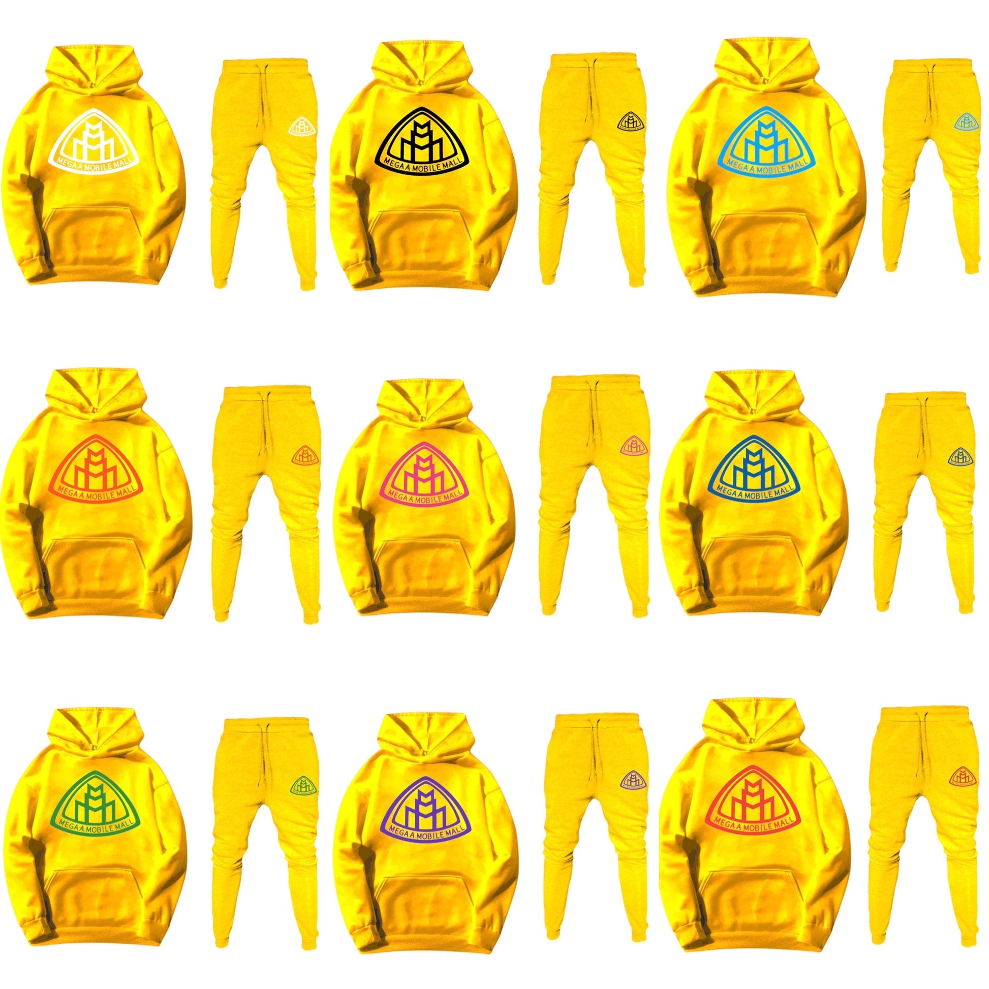 megaamobilemall Yellow Logo Sweatsuit logo available in 9 colors