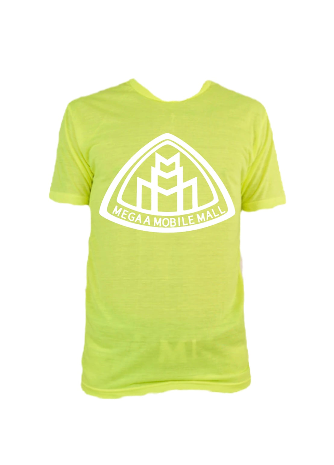 neon lime megaamobilemall short & shirt set in white logo