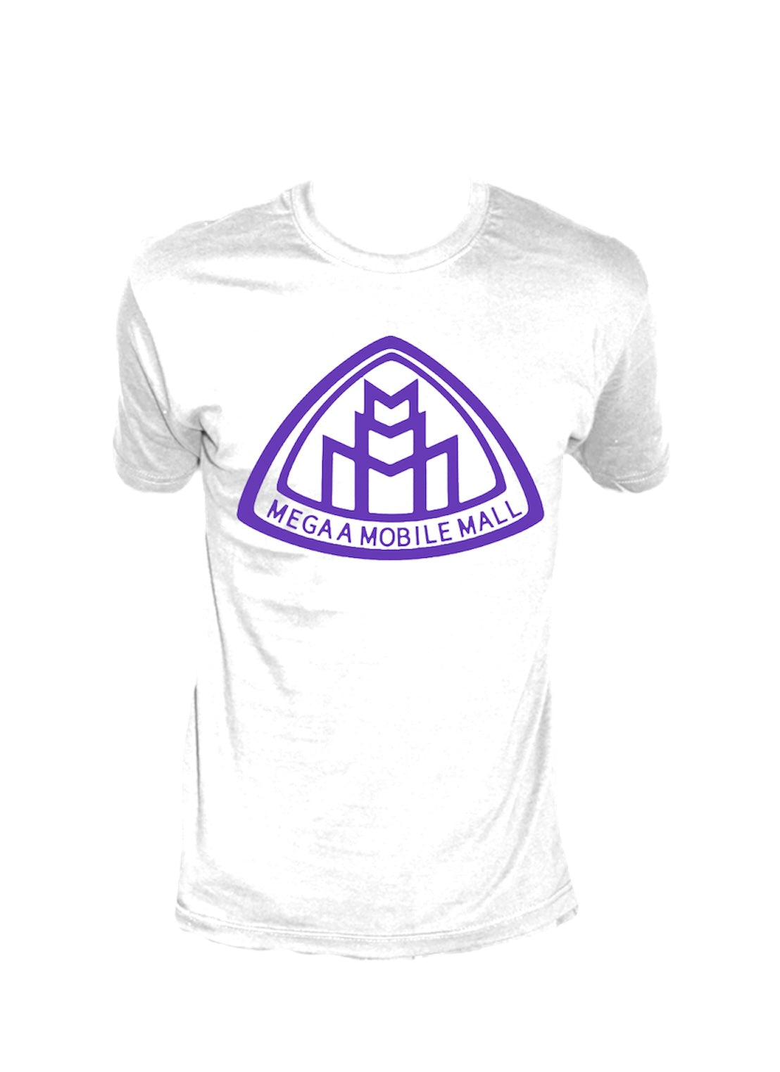 megaamobilemall White Shirt purple logo