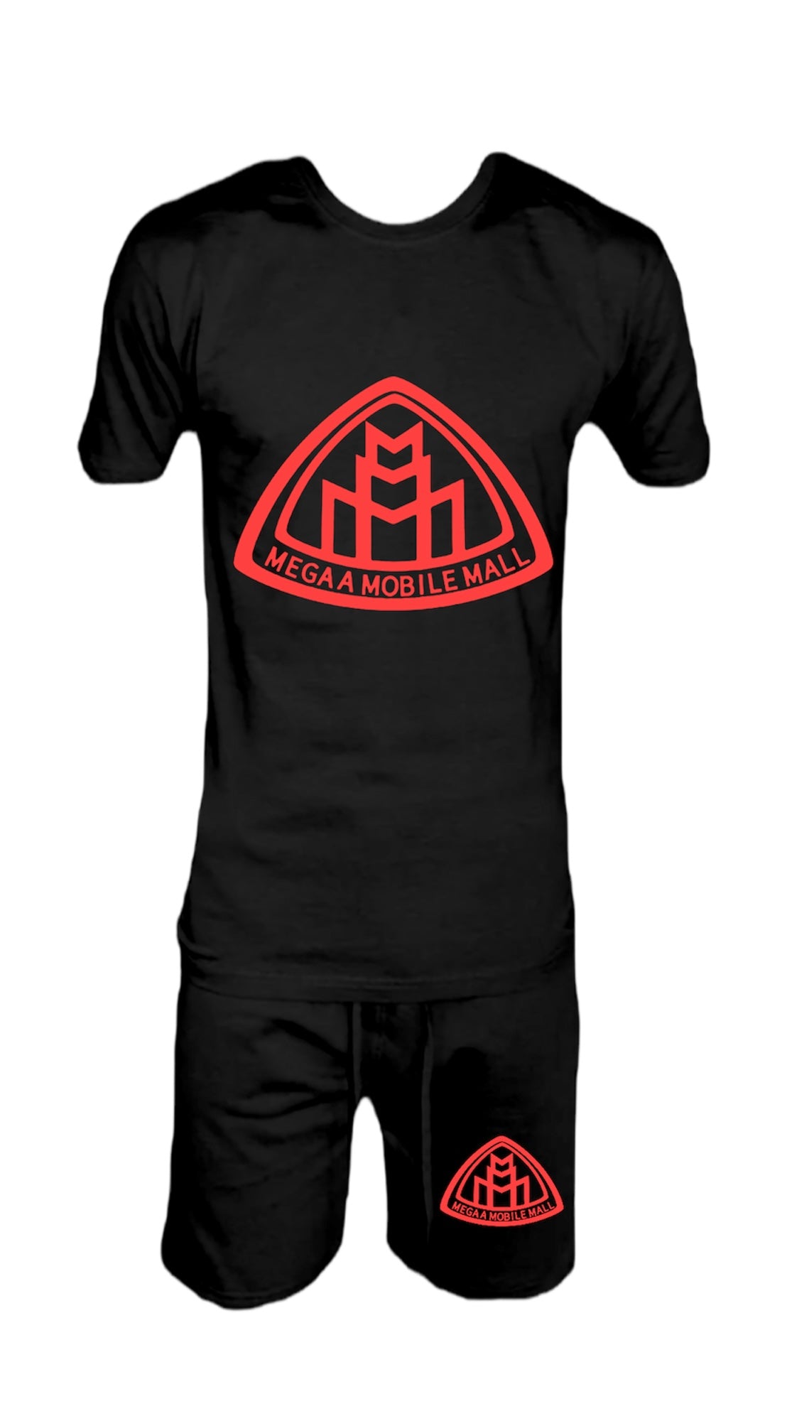 megaamobilemall Black Shirt/Short Logo Set red logo color
