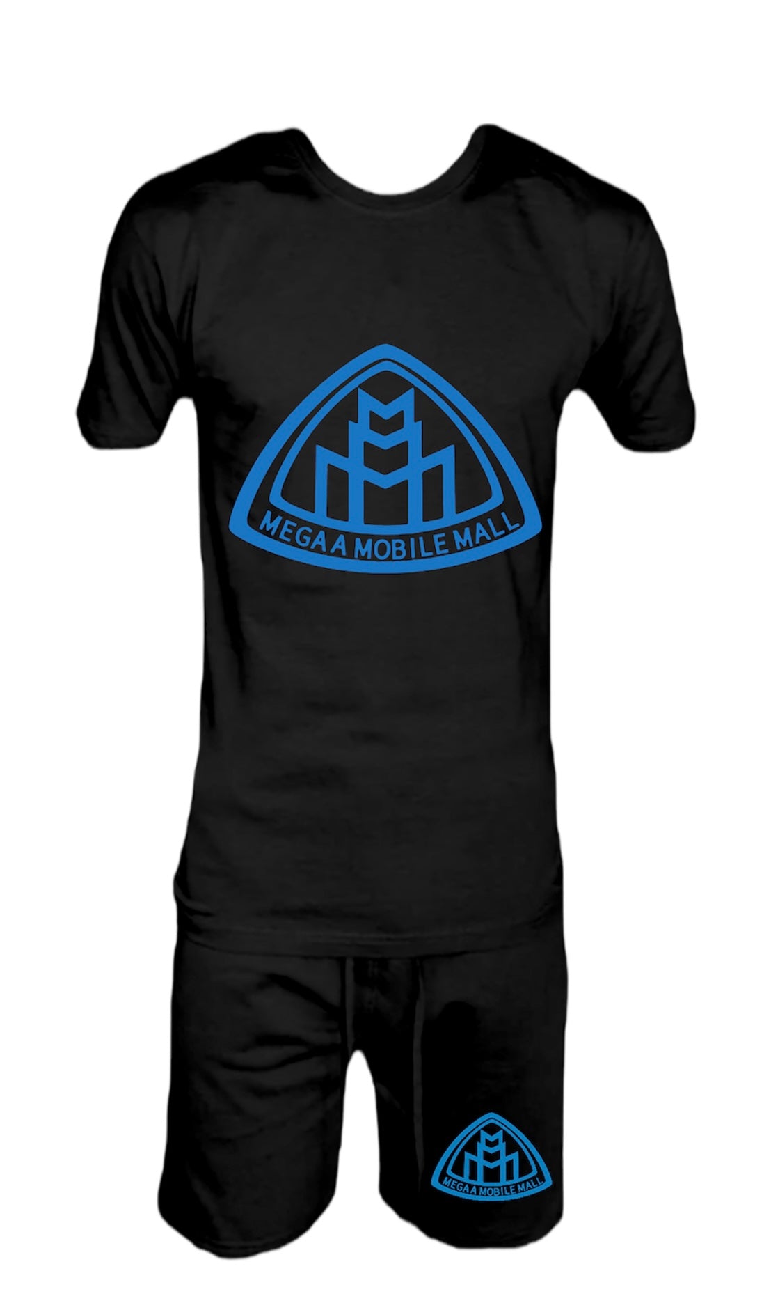 megaamobilemall Black Shirt/Short Logo Set blue logo color