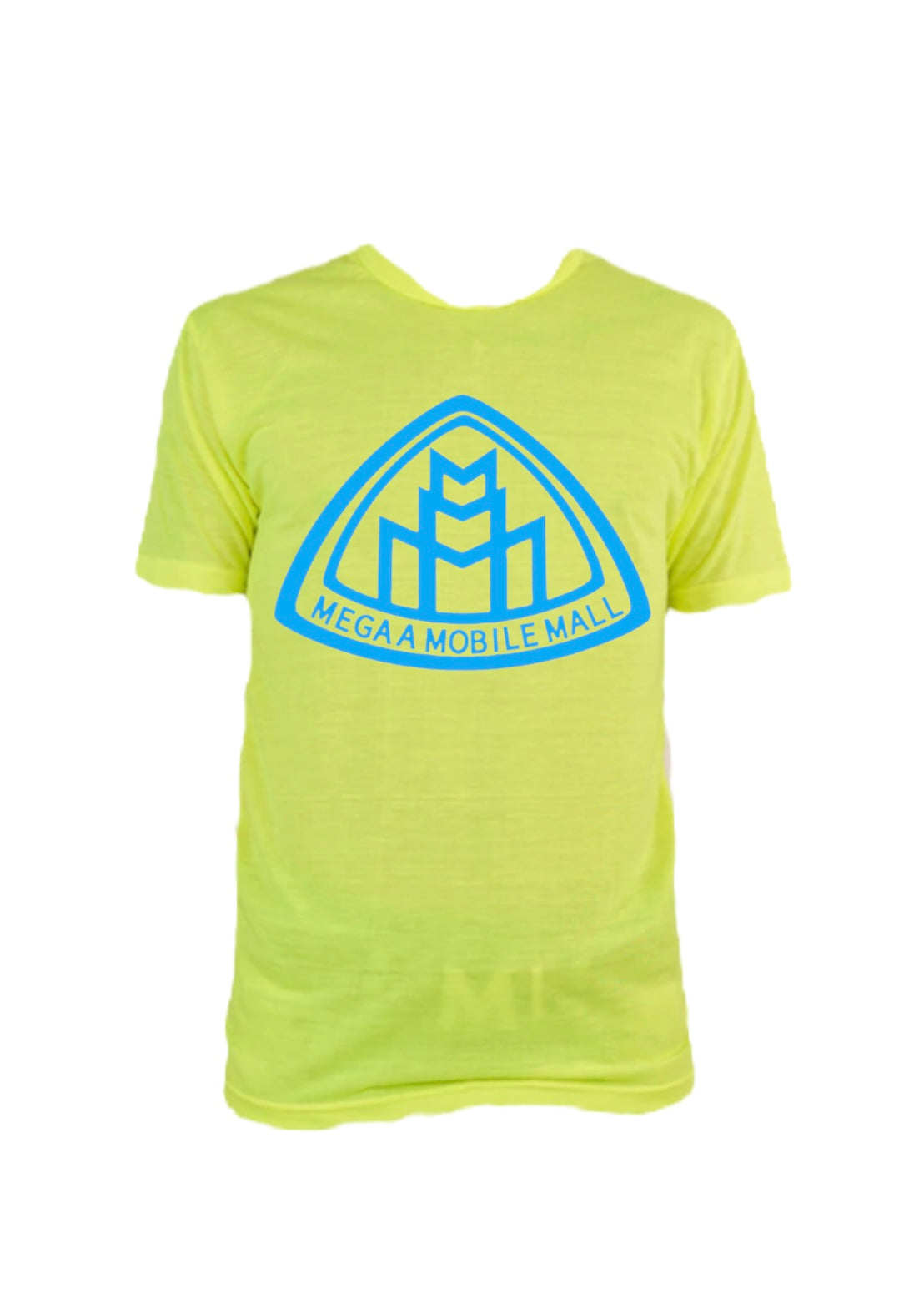 neon lime megaamobilemall short & shirt set in sky blue logo