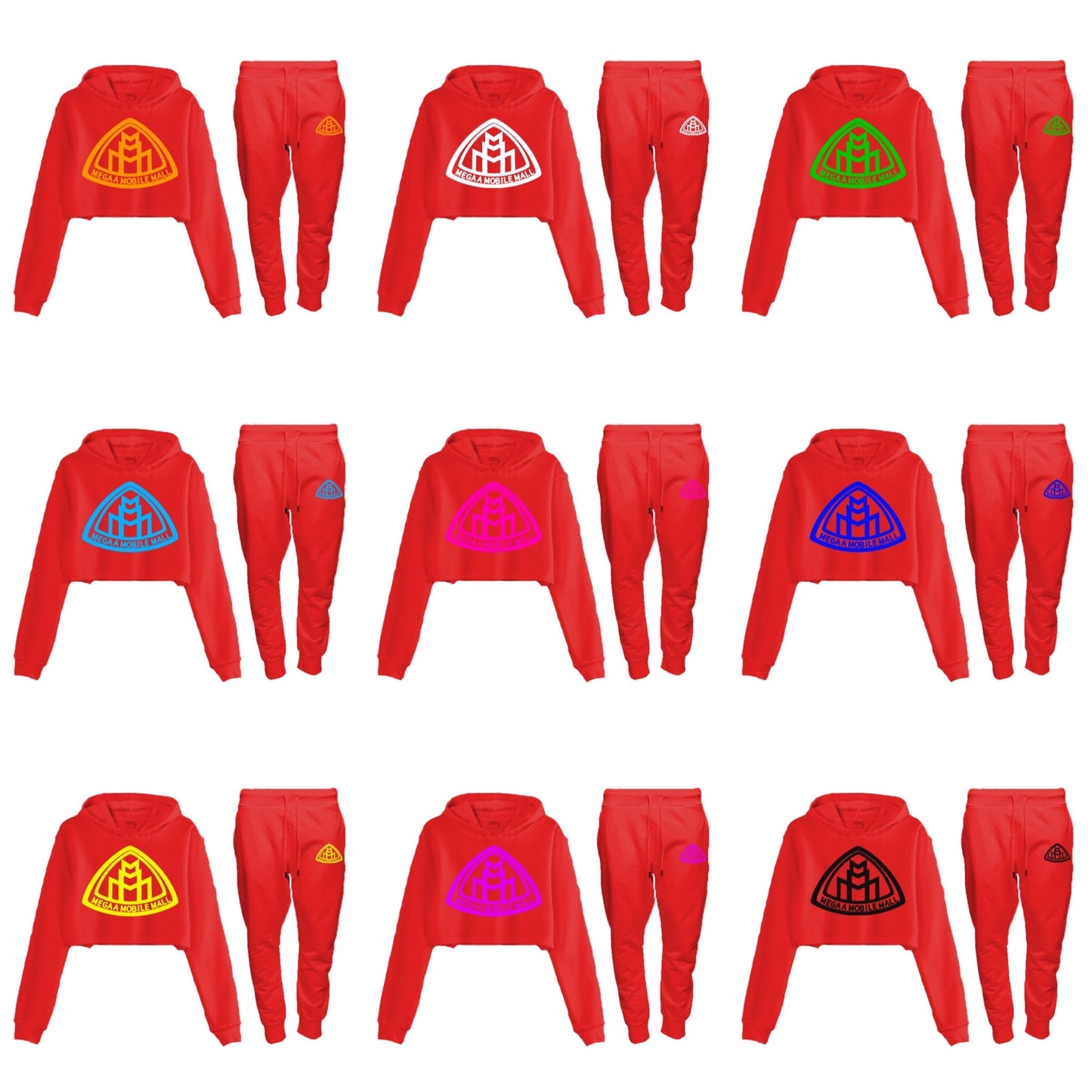 Sudadera roja con logo y top corto 