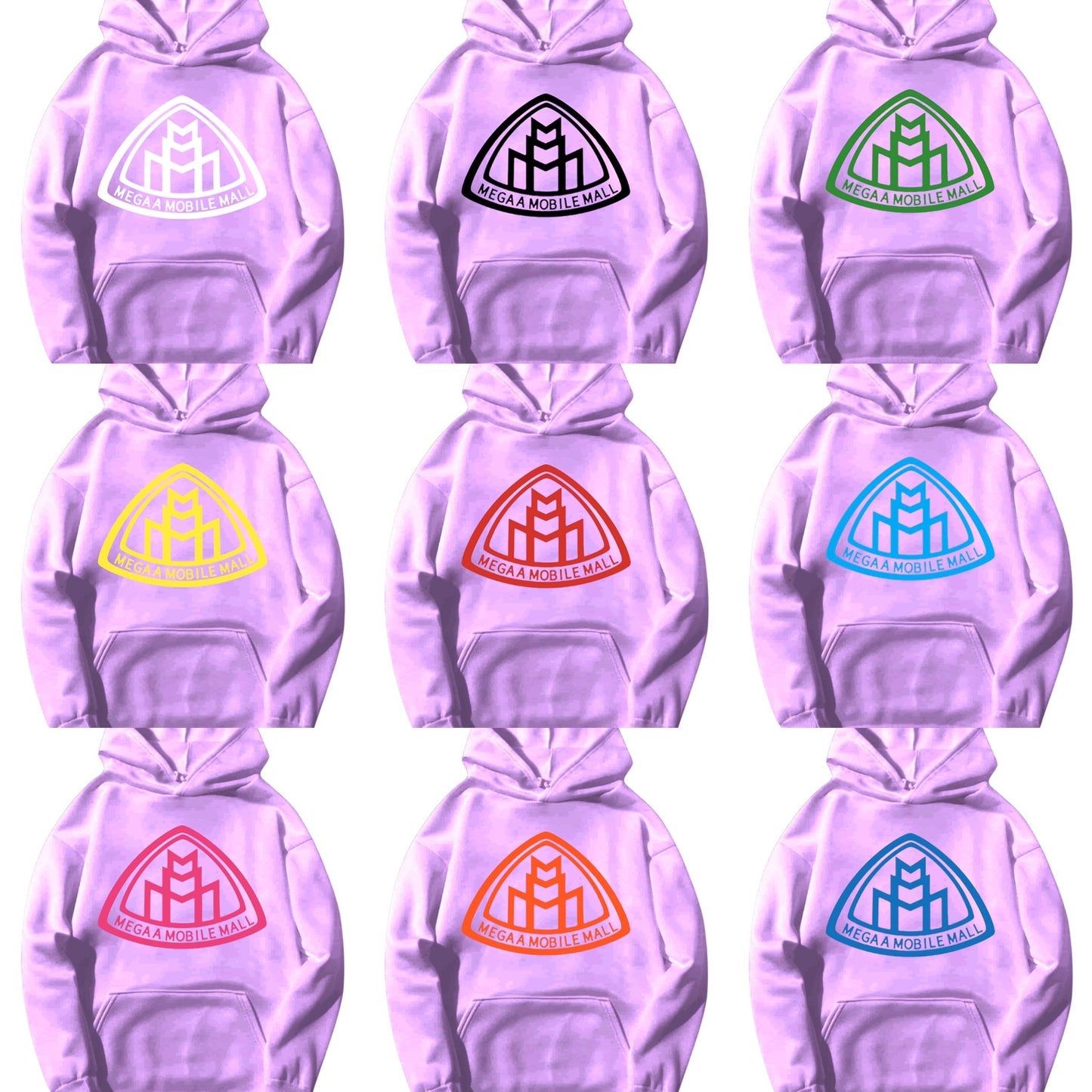 lilac megaamobilemall logo Heavy Blend Fleece Hoodie with 9 different logo color options